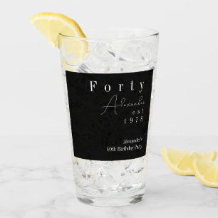 Forty Black and White 40th Birthday Party Favour Glass