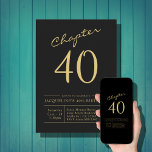 Forty Black Gold 40th Birthday Party Invitation<br><div class="desc">Celebrate your 40th birthday in style with this stunning black and gold personalised 40th birthday invitation. Send your family and friends a tasteful invite with beautiful script and a subtle gold font that complements the modern black background. Invite them to your special day and make sure your celebration is truly...</div>