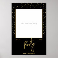 Forty | Black & Gold 40th Birthday Photo Frame Pos