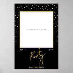 Forty   Black & Gold 40th Birthday Photo Frame Pos Poster