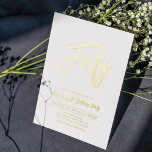 Forty | Chic Foil Script 40th Birthday Party<br><div class="desc">Celebrate your special day with this stylish 40th birthday party foil invitation. This design features a chic script lettering "Forty" with a clean layout. You can choose real foil stamp colour(Gold,  Silver,  Rose gold). More designs and party supplies are available at my shop BaraBomDesign.</div>