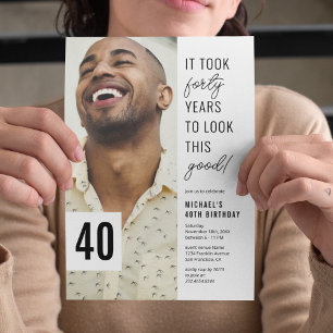 Forty Chic Photo 40th Birthday Party Invitation