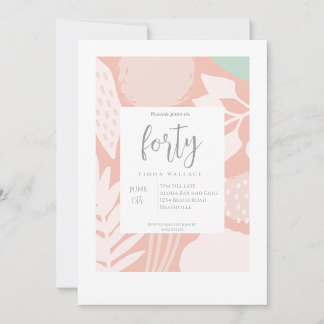 Forty | Elegant 40th Birthday Party Invitation (Front)