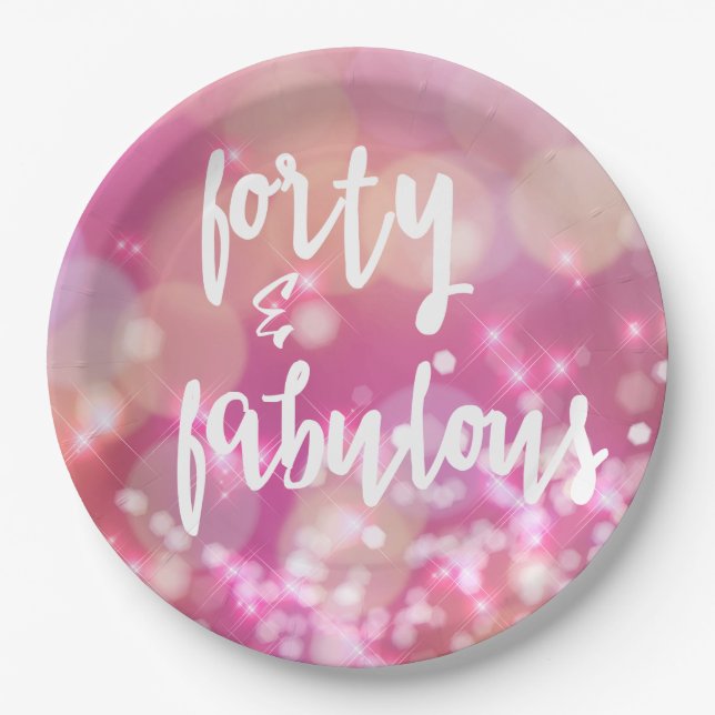 Forty & Fabulous - 40th Birthday Paper Plates (Front)