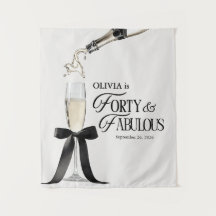 Forty & Fabulous Chic Champagne Bow 40th Birthday