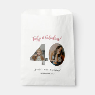 Forty & Fabulous Custom Photo 40th Birthday  Favour Bag