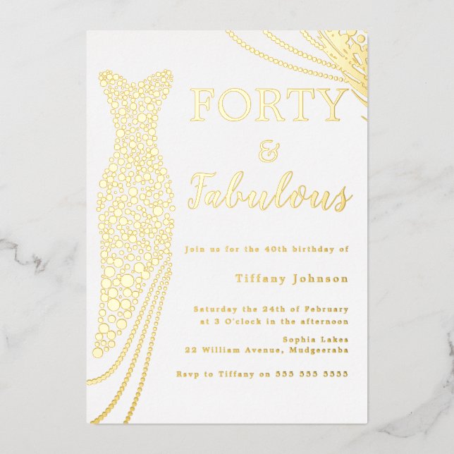 Forty & Fabulous! Gold Foil Dress 40th Birthday (Front)