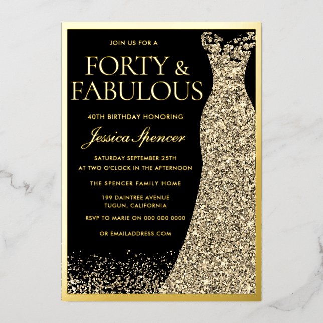 Forty & Fabulous Golden Foil 40th Birthday (Front)