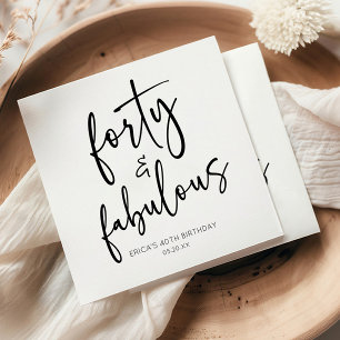 Forty & Fabulous Minimal 40th Birthday Party Napkin