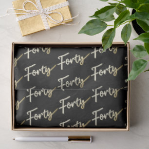 Forty gold on black birthday or annversary tissue paper