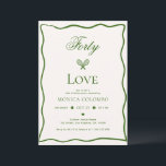 Forty Love Tennis Theme Adult 40th Birthday Party Invitation<br><div class="desc">Celebrate turning 40 with this Forty Love Tennis Theme Adult 40th Birthday Party Invitation, perfect for tennis enthusiasts! Featuring a stylish old money country club aesthetic and editable colours, this invitation is ideal for a sophisticated 40th birthday celebration. Customise it to match your party’s theme and serve up a memorable...</div>