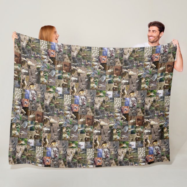 Forty Meerkats Photo Collage, Fleece Blanket (In Situ)