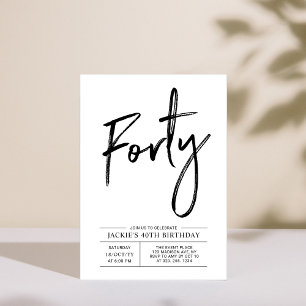 Forty   Modern 40th Birthday Party Invitation