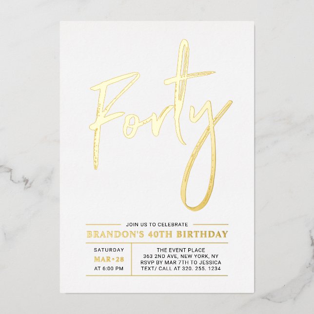 Forty | Modern Gold 40th Birthday Party (Front)