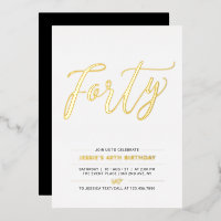 Forty | Modern Gold & Black 40th Birthday Party