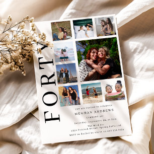 Forty Photo Collage 40th Birthday Party Invitation