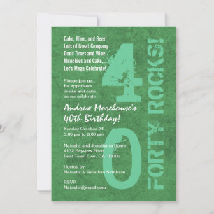 Forty Rocks! 40th Birthday Green White Template