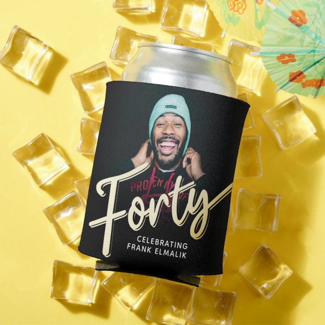 Forty script gold 40th birthday photos can cooler (In Situ Summer)