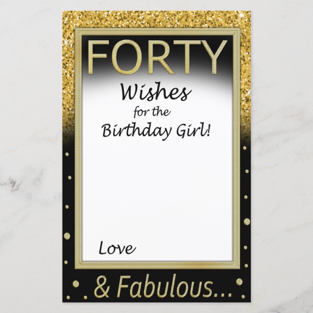 Forty Wishes for the birthday girl (Front)