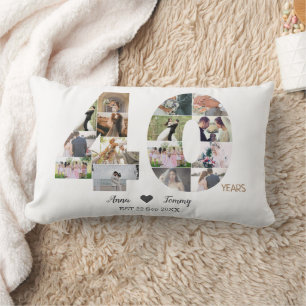 Forty Year Wedding Anniversary Photo Lumbar Cushion