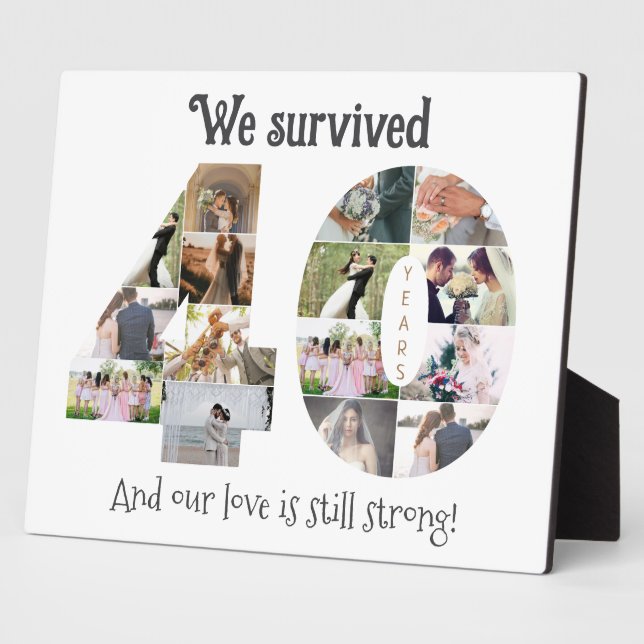 Forty Year Wedding Anniversary Photo Plaque (Side)