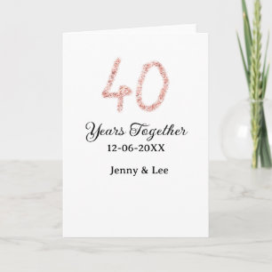 Forty years together black pink glitter bold lette card