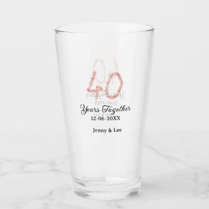 Forty years together black pink glitter bold lette glass