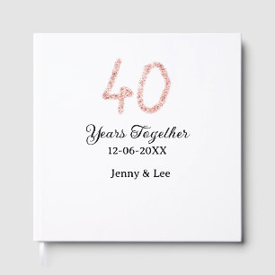 Forty years together black pink glitter bold lette guest book