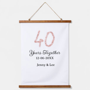 Forty years together black pink glitter bold lette hanging tapestry