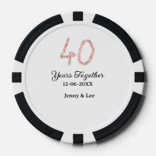 Forty years together black pink glitter bold lette poker chips