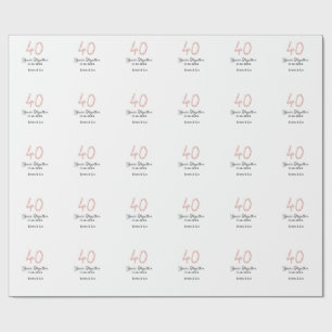 Forty years together black pink glitter bold lette wrapping paper
