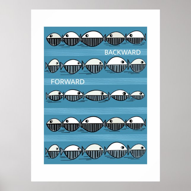Forward and Backward – Minimal Fish Pattern Poster (Front)