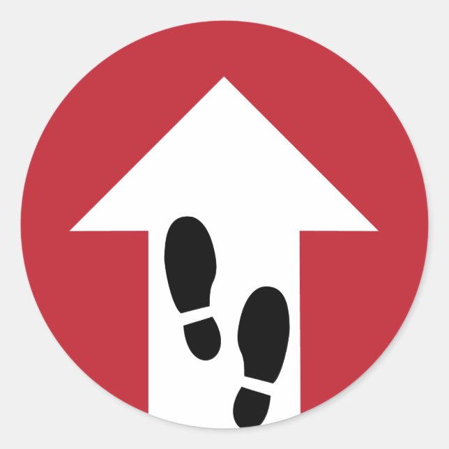 Forward Arrow with Footprints Directional Sticker (Front)