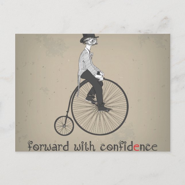 Forward With Confidence Vintage Bicycle Postcard (Front)
