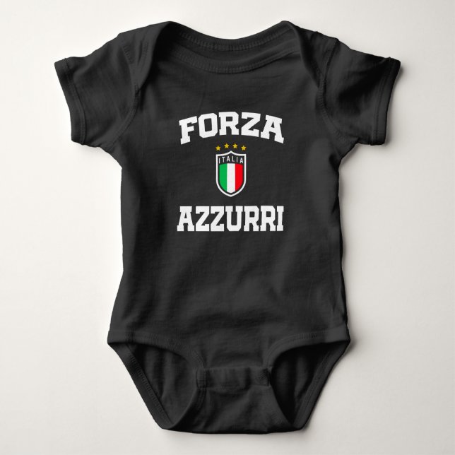 Forza Azzurri Italia Jersey 2021 Football Funs Baby Bodysuit (Front)