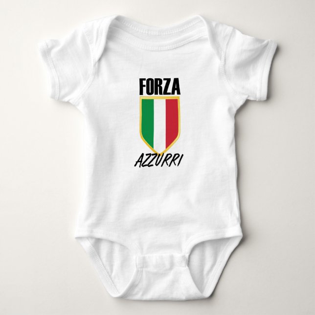Forza Azzurri Italy Flag Soccer Baby Bodysuit (Front)