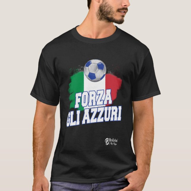  Forza Gli Azzuri Version 1 Black T-Shirt (Front)