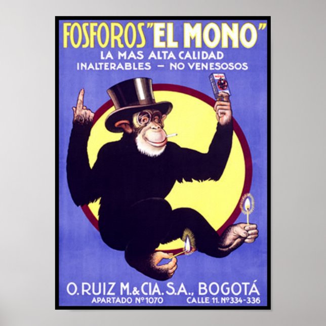 Fosforos El Mono Cuban Cigars Poster (Front)