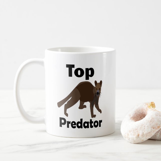 Fossa Madagascar Carnivore Predator Coffee Mug (With Donut)