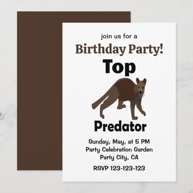Fossa Madagascar Carnivore Top Predator Birthday  Invitation (Front/Back)