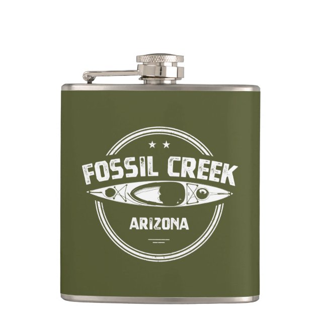 Fossil Creek Arizona Kayaking Hip Flask (Front)