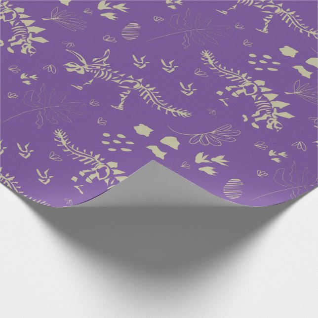 Fossil Digging Dinosaur Brown and beige Wrapping Paper (Corner)