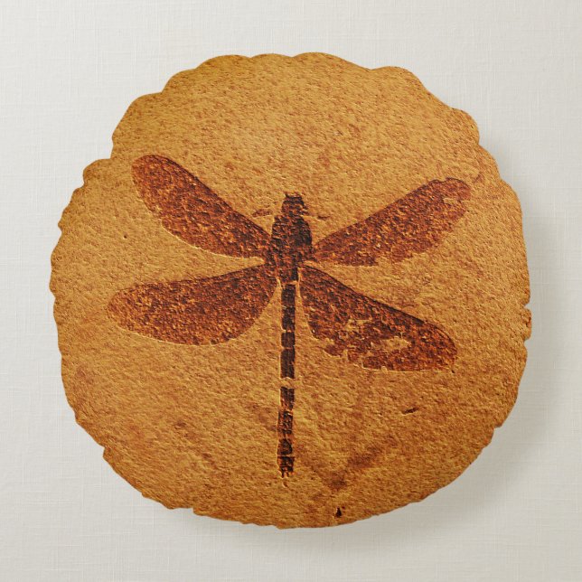 Fossil Dragonfly Round Cushion (Front)