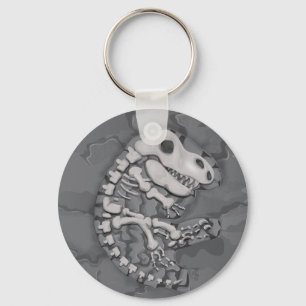 Fossil encased in rock key ring