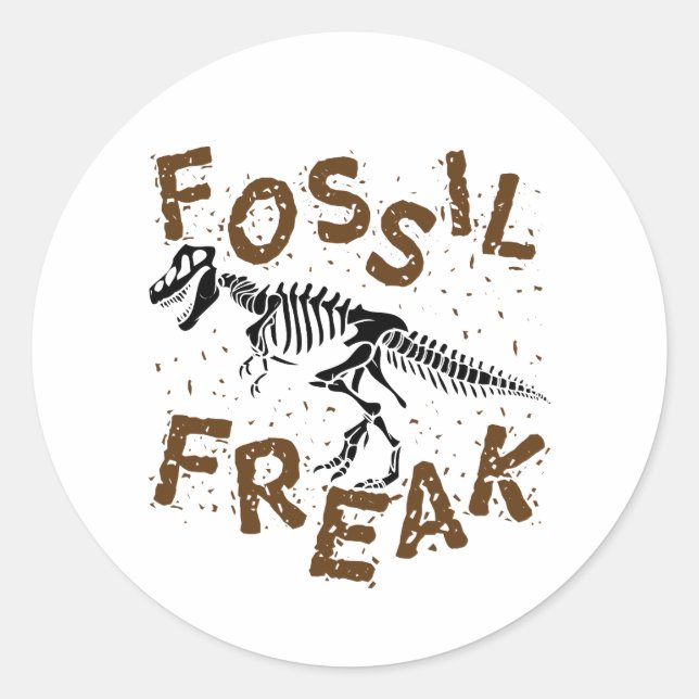 Fossil Freak Paleontology Dinosaur Bones Classic Round Sticker (Front)