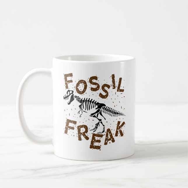 Fossil Freak Paleontology Dinosaur Bones Coffee Mug (Left)