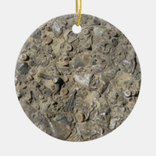 Fossil Hash Print Ceramic Tree Decoration