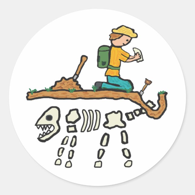 Fossil Hunting Classic Round Sticker (Front)