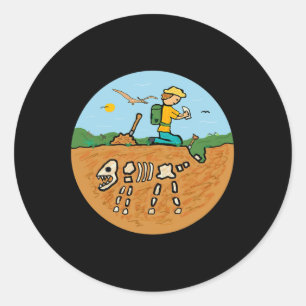 Fossil Hunting Dinosaur Bones Paleontologist Fossi Classic Round Sticker