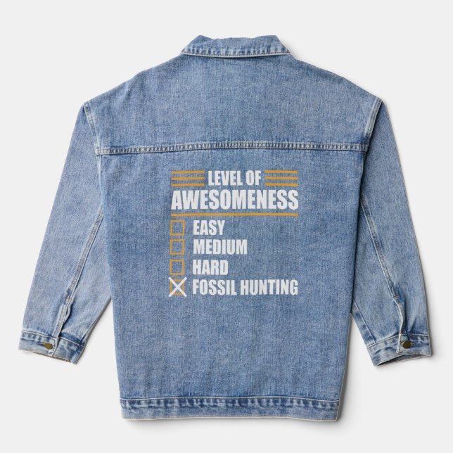 Fossil Hunting Paleontology Paleontologist Archeol Denim Jacket (Back)